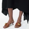 Mule en cuir de veau souple couleur rouille