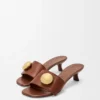 Mule en cuir de veau souple couleur rouille
