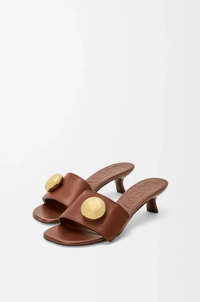 Mule en cuir de veau souple couleur rouille