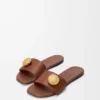 Mule en cuir de veau souple couleur rouille