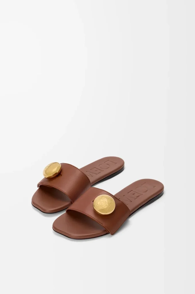 Mule en cuir de veau souple couleur rouille