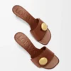 Mule en cuir de veau souple couleur rouille