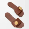 Mule en cuir de veau souple couleur rouille