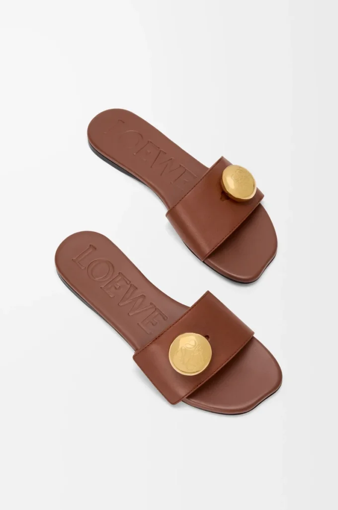 Mule en cuir de veau souple couleur rouille