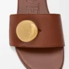 Mule en cuir de veau souple couleur rouille