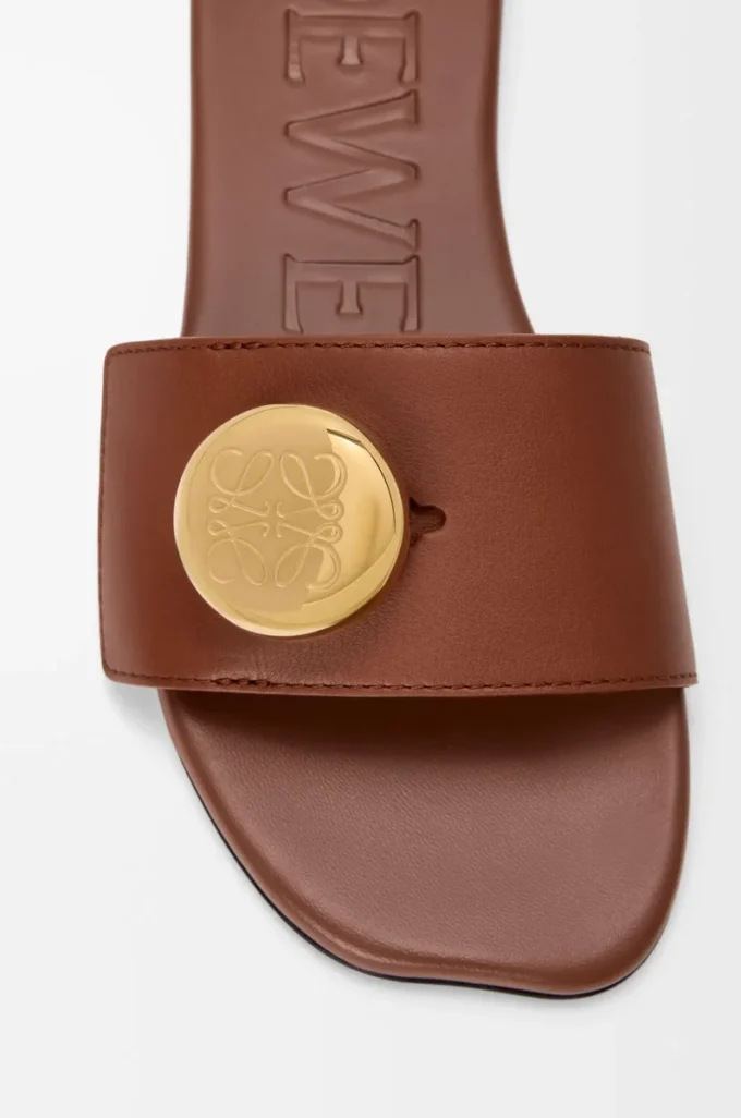 Mule en cuir de veau souple couleur rouille