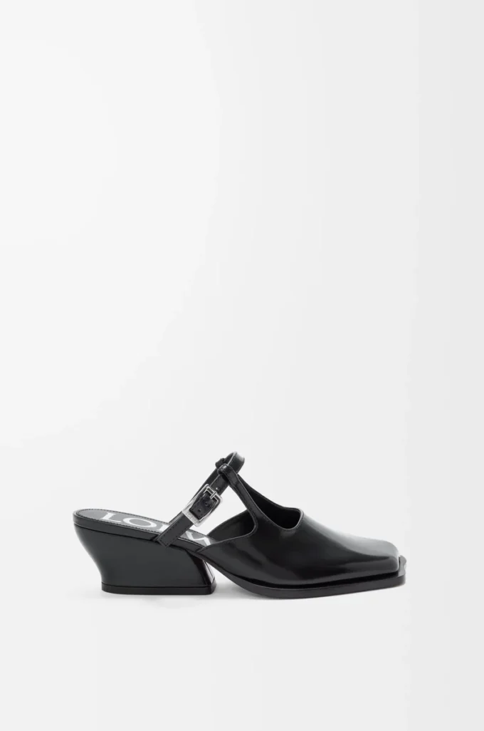 Mule Onda en cuir de veau brossé Noir