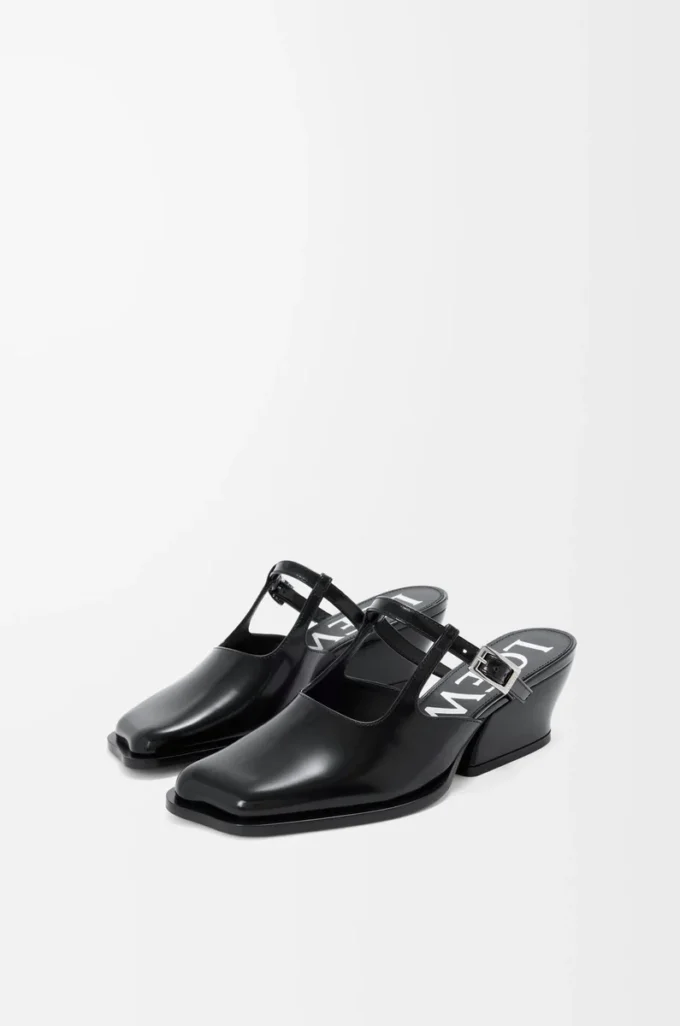 Mule Onda en cuir de veau brossé Noir