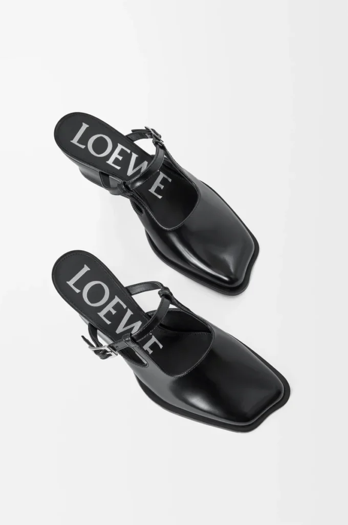Mule Onda en cuir de veau brossé Noir