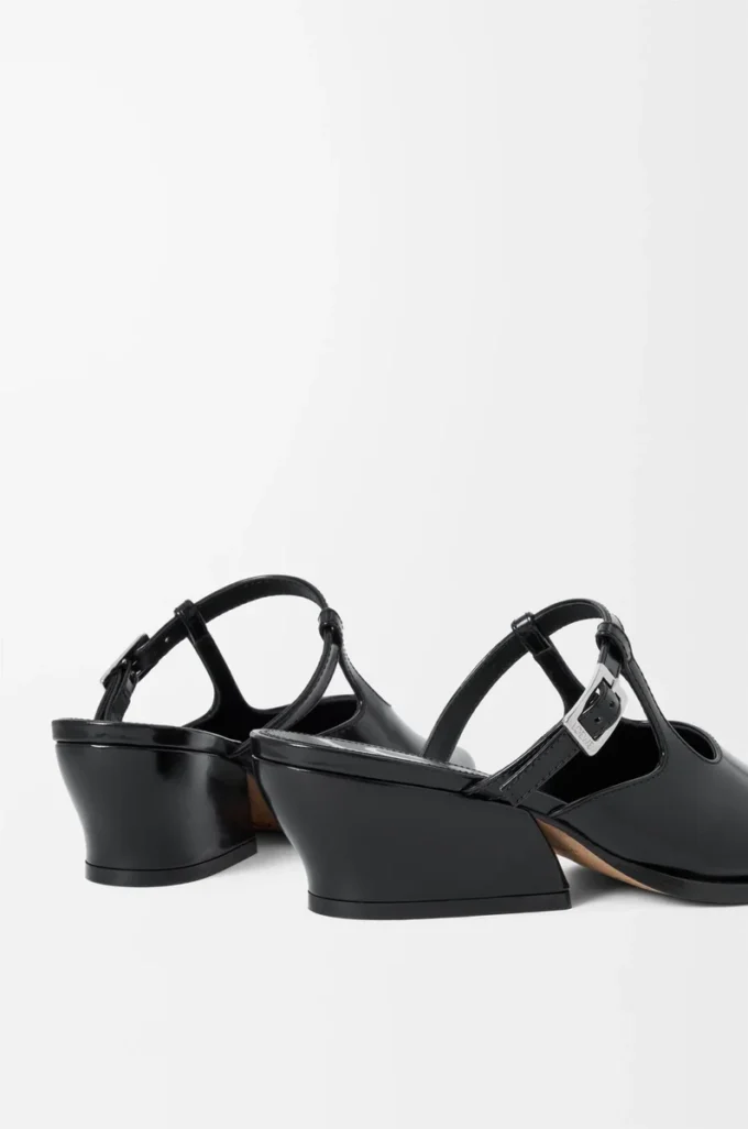 Mule Onda en cuir de veau brossé Noir