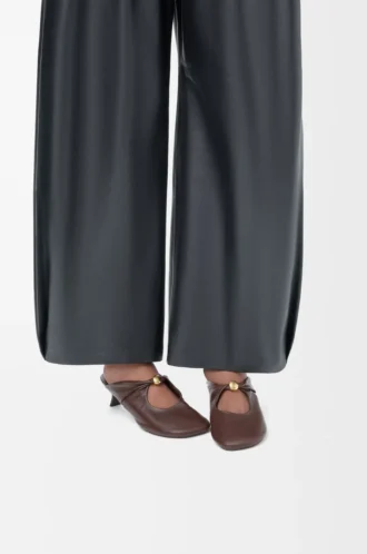 Mule Pebble Soft en cuir d&rsquo;agneau nappa Brownie