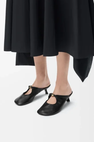 Mule Pebble Soft en cuir d&rsquo;agneau nappa noir