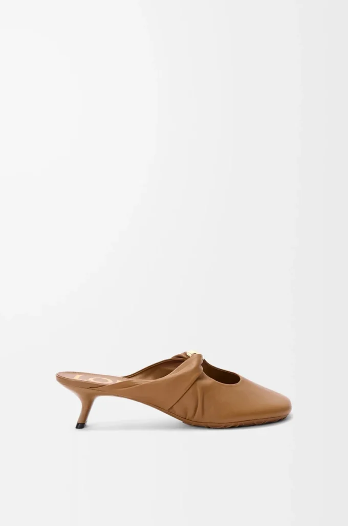 Mule Pebble Soft en cuir d&rsquo;agneau nappa Oak