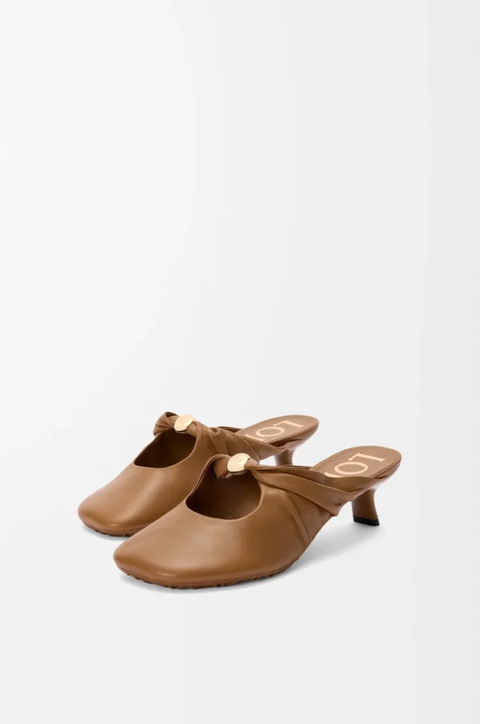 Mule Pebble Soft en cuir d&rsquo;agneau nappa Oak