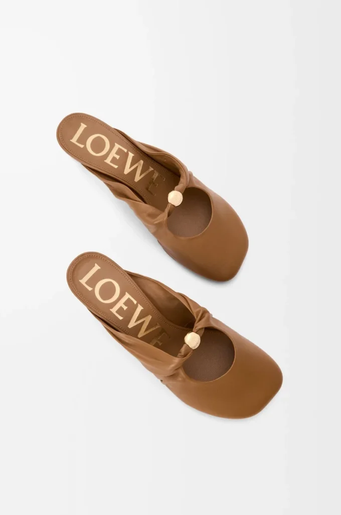 Mule Pebble Soft en cuir d&rsquo;agneau nappa Oak