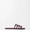 Mule Petal Anagram en cuir de veau souple Bordeaux foncé
