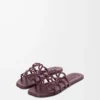 Mule Petal Anagram en cuir de veau souple Bordeaux foncé