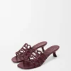 Mule Petal Anagram en cuir de veau souple Bordeaux foncé