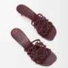 Mule Petal Anagram en cuir de veau souple Bordeaux foncé