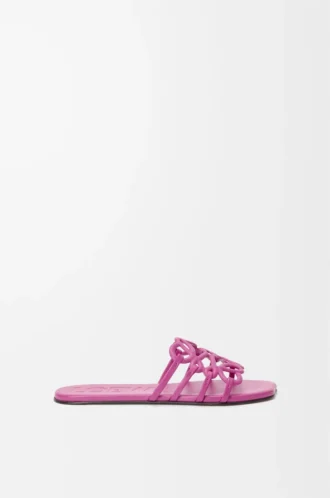 Mules Petal Anagram en cuir de veau souple fuchsia