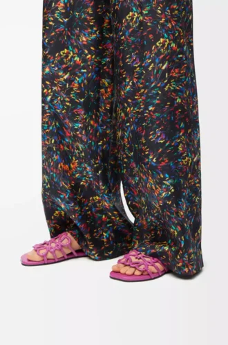 Mules Petal Anagram en cuir de veau souple fuchsia