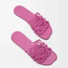 Mules Petal Anagram en cuir de veau souple fuchsia