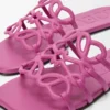 Mules Petal Anagram en cuir de veau souple fuchsia
