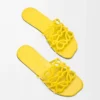 Mules Petal Anagram en cuir de veau souple jaune
