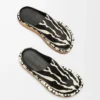 Mules à rivets en cuir de veau velours Noir/Blanc