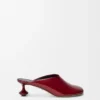 Mules Toy en cuir d&rsquo;agneau verni souple rouge foncé