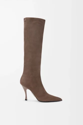 Nouvelles bottines Comic en cuir d&rsquo;agneau stretch et daim Noir/Cigare