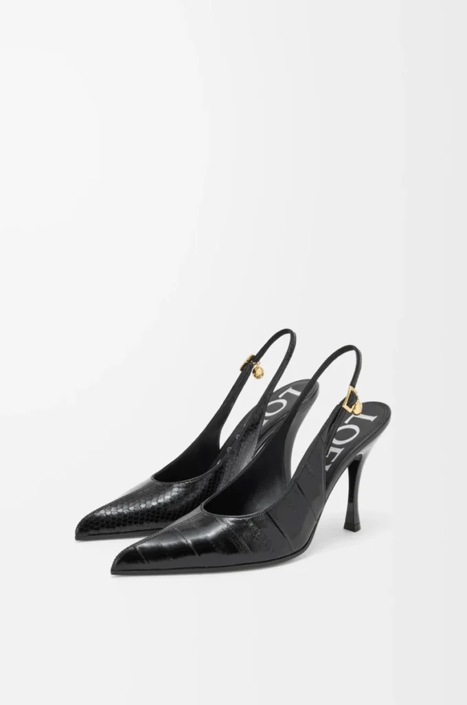 Nouvelles escarpins à bride arrière Comic en cuir mélangé Noir