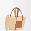 Panier Elephant en raphia et cuir de veau Naturel/Tan