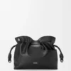 Panta pochette Flamenco moyenne en cuir de veau brillant Noir