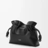 Panta pochette Flamenco moyenne en cuir de veau brillant Noir