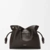 Panta pochette Flamenco moyenne en cuir de veau brillant Vintage Brown