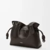 Panta pochette Flamenco moyenne en cuir de veau brillant Vintage Brown