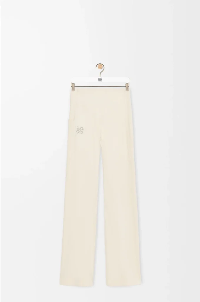 Pantalon bootcut souple en jersey technique ivoire