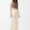 Pantalon bootcut souple en jersey technique ivoire