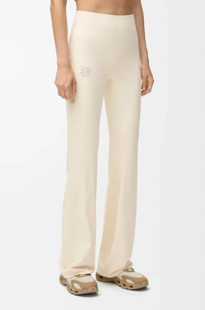 Pantalon bootcut souple en jersey technique ivoire