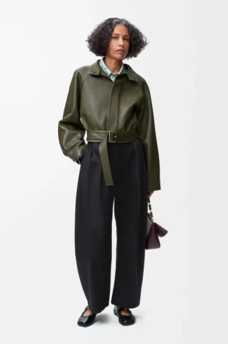 Pantalon bouffant en coton et soie Noir