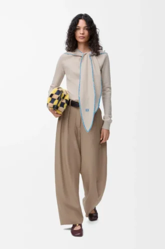 Pantalon bouffant en laine sable