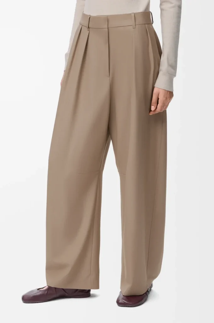 Pantalon bouffant en laine sable