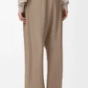Pantalon bouffant en laine sable