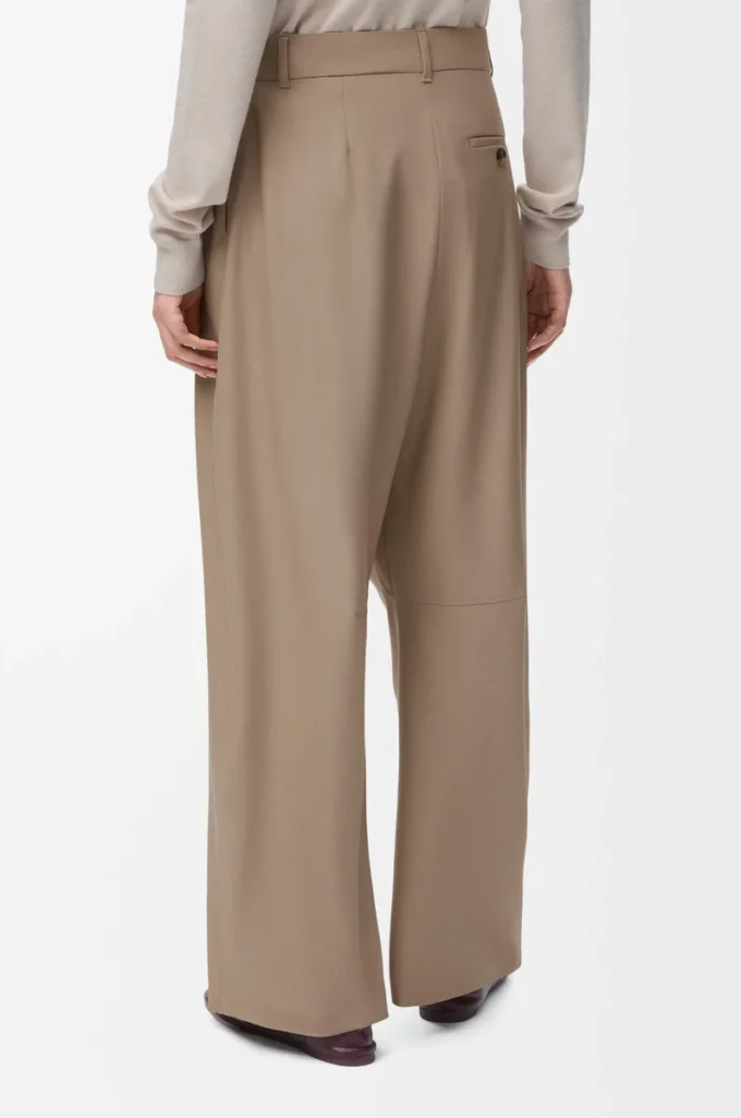 Pantalon bouffant en laine sable