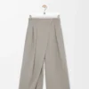 Pantalon cache-cœur en laine Beige clair chiné