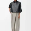 Pantalon cache-cœur en laine Beige clair chiné