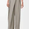 Pantalon cache-cœur en laine Beige clair chiné