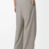 Pantalon cache-cœur en laine Beige clair chiné