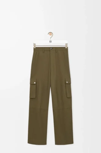 Pantalon cargo en coton vert kaki